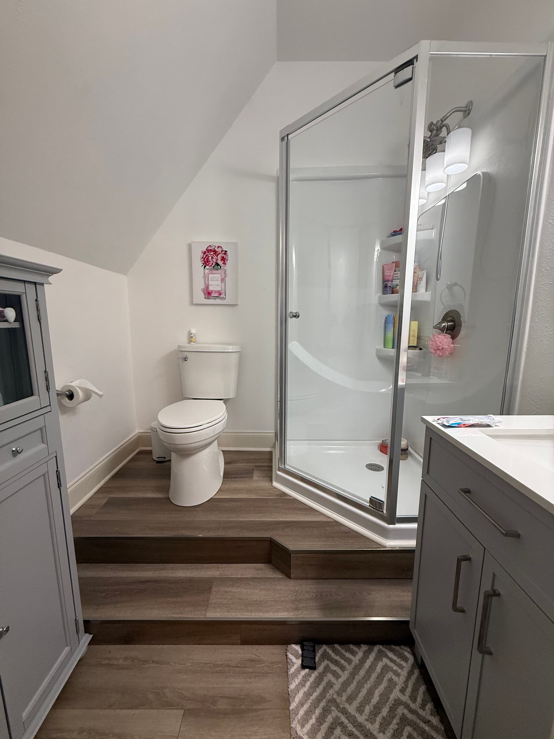 Attic and Closet Space Converted Into a Second-Story Bathroom image