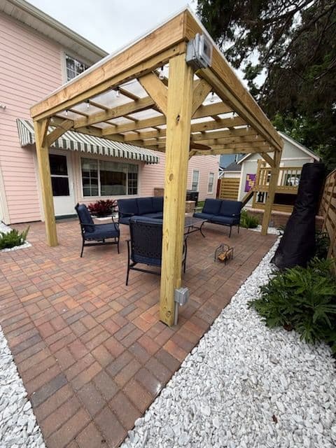 Gallery photos for Charming Patio with Wooden Pergola in River Ridge: Image #3
