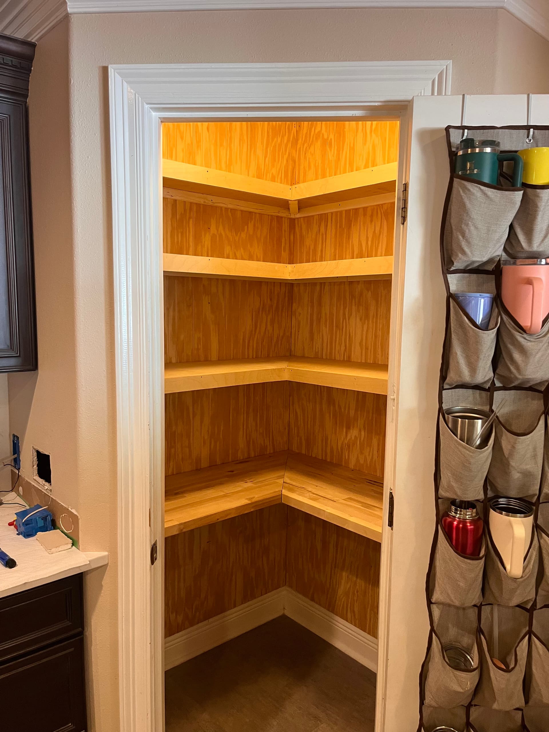 Custom Corner Pantry Shelving Built From Scratch image